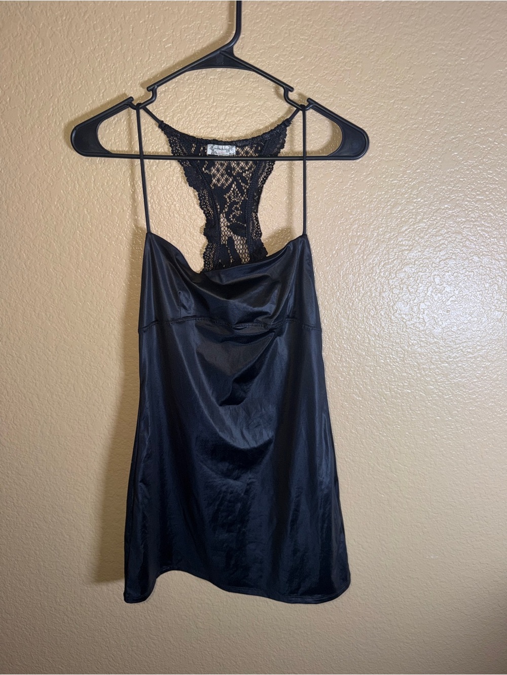 Free People Silky Black Lace-Back Chemise Nightdress Small